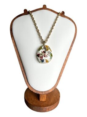 Vintage Sarah Coventry Butterfly Enamel Pendant Necklace | Garden Party Charm